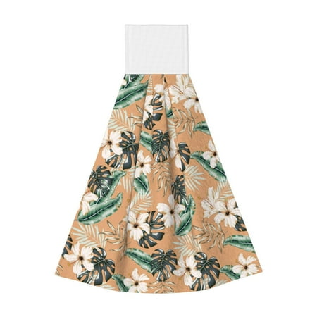 

Ocsxa Tropical Leaves Flower for Hand Towels Hand Wipes with Velcro Soft and Fast Absorbent Hanging Towels Reusable Cleaning Cloth for Kitchen/Bathroom/Laundryroom 14x18In