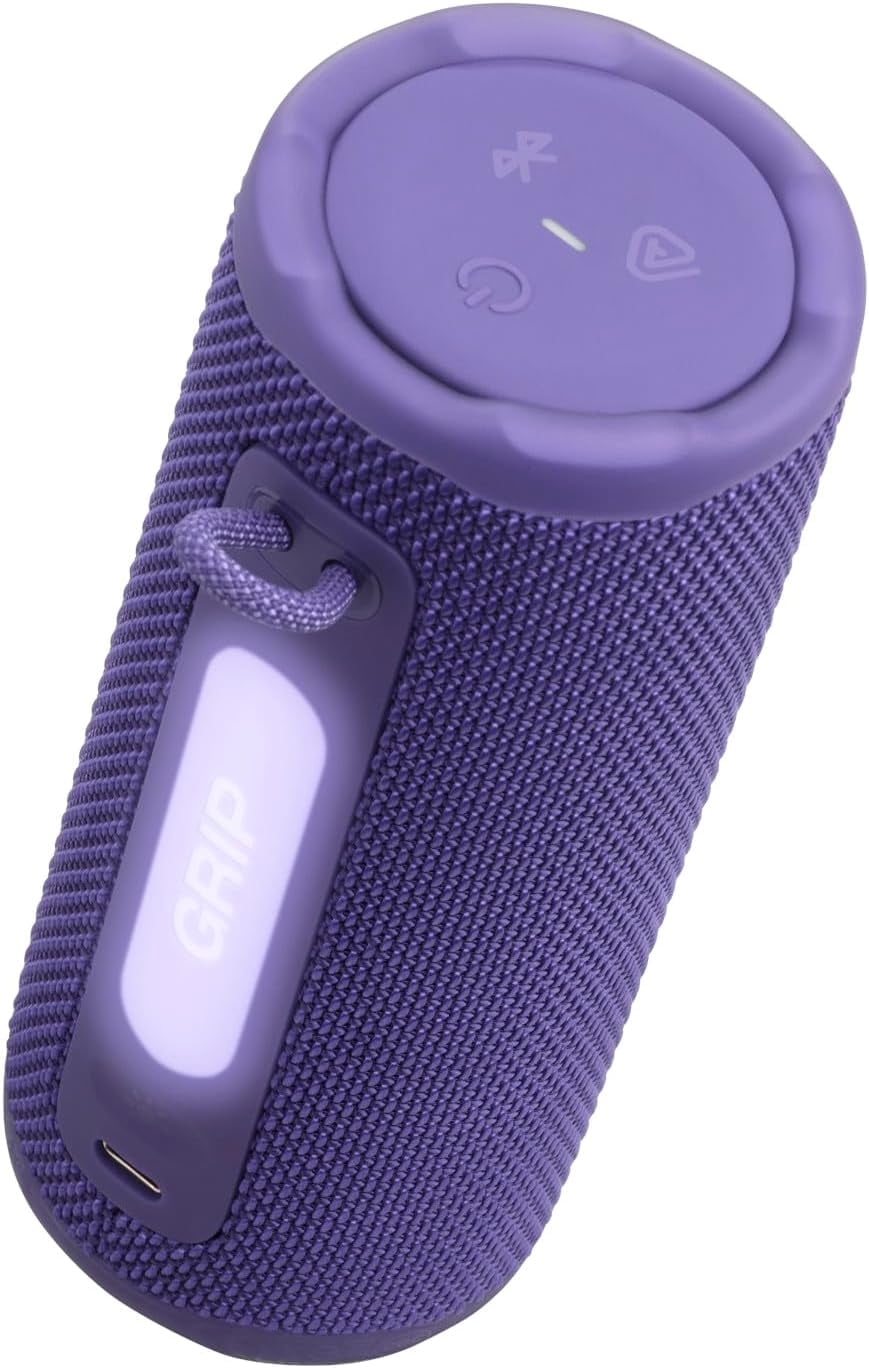 Open Box JBL Grip - Compact Bluetooth speaker with bold JBL Pro Sound and ambient light - Purple