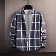 thumbnail image 2 of ZCFZJW Mens Plaid Shirts Casual Long Sleeve Button Down Cotton Leisure Shirt Lightweight Thin Flannel Jackets Tops Outwear with Pockets Z#02-Gray XXXXXL, 2 of 3