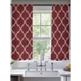 thumbnail image 2 of Deep Red Morocco Sheer Curtains 63 Inch Length 2 Panels for Living Room, Retro Farmhouse Quatrefoil Plaid Voile Kitchen Curtain Set, Luxury Privacy Drapes Window Treatment for Bedroom, 2 of 7