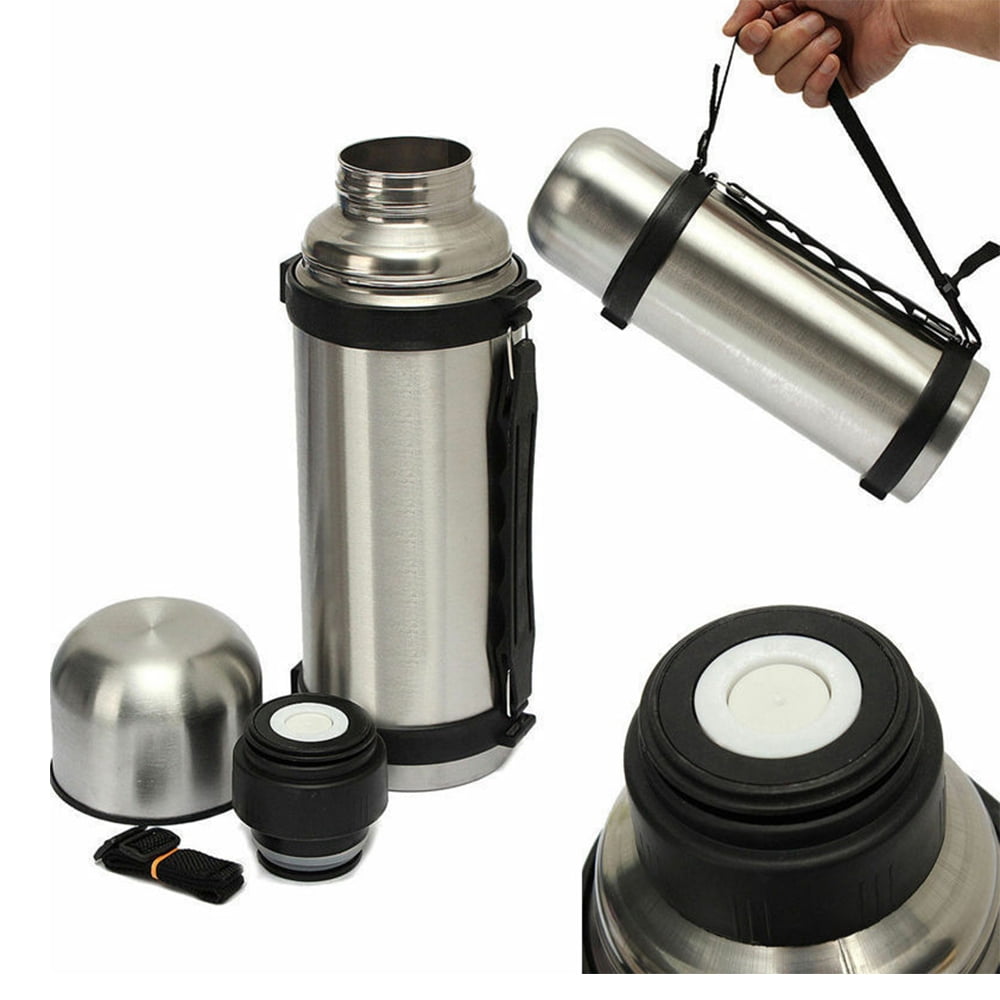 Stainless Steel Thermos Portable Vacuum Flask Insulation Pot Hot Water  Bottle with Rope Outdoor Tea Cup (D,800ml)
