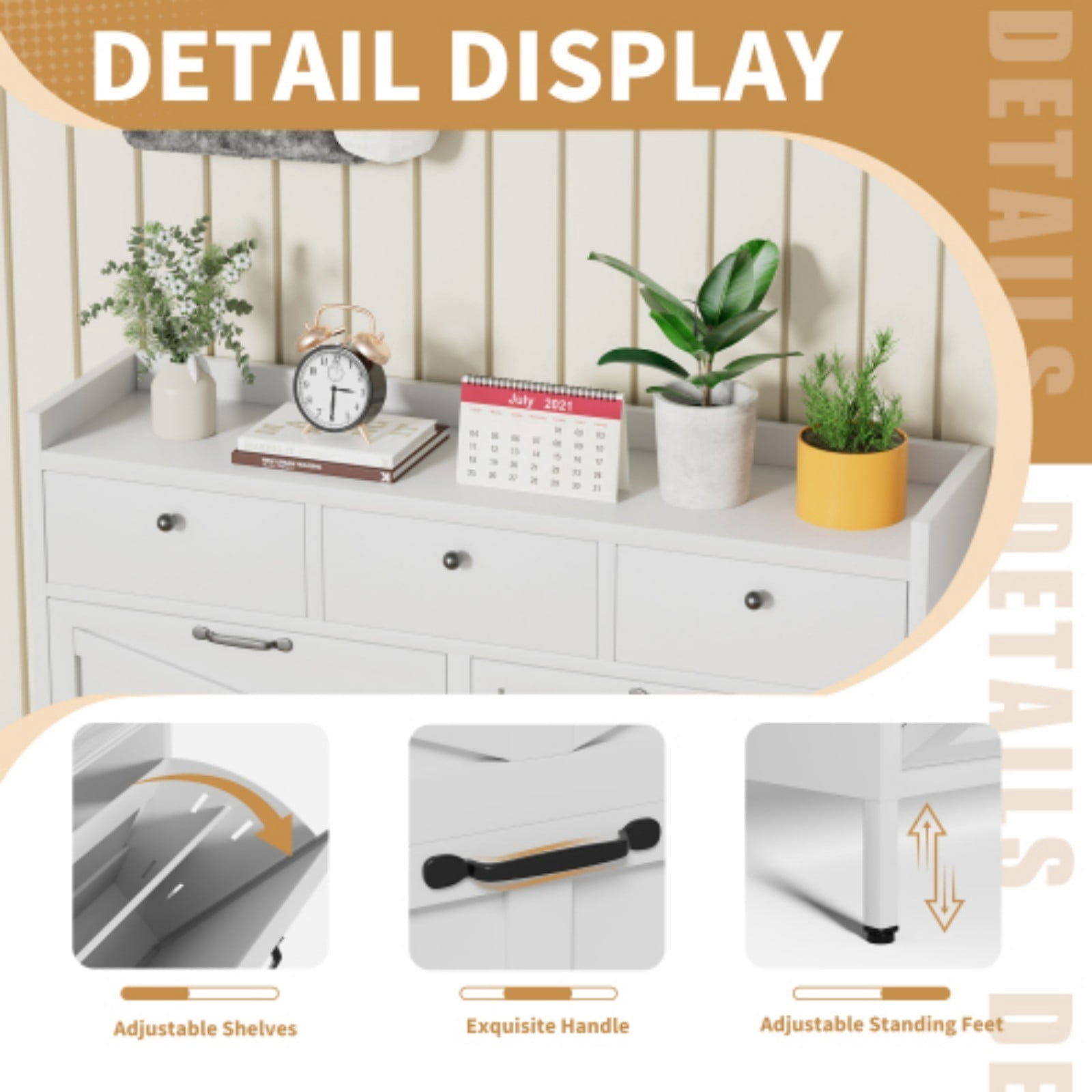 Metal Shoe Cabinet with 4 Flip Drawers & 3 Storage Drawers, Slim 11.8" Deep Freestanding Steel Entryway Shoe Organizer with Anti-Tip Device, White Modern Shoe Rack for Hallway & Apartment