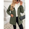 thumbnail image 4 of Women'S Warm Winter Coat Thicken Fleece Lined Parka Plus Size Jacket with Hood Green S, 4 of 9