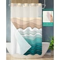 thumbnail image 3 of No Hook Shower Curtains, Turquoise Ombre Stripe Small Shower Curtains with Snap in Liner, Abstract Summer Beach Coastal Waterproof Washable Fabric Bathroom Shower Curtain Sets, 36" x 78", 3 of 7