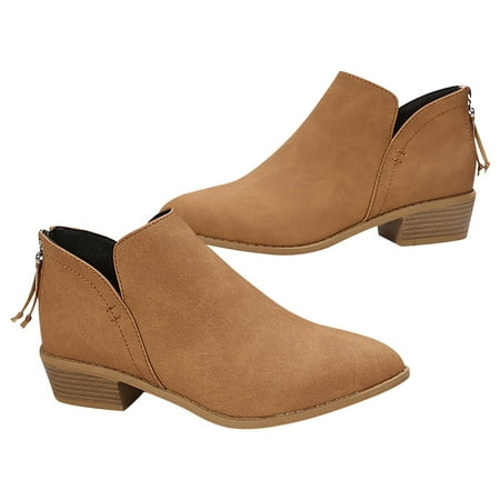 jsaierl Autumn And Winter Women s Shoes European And American Low Heel Leopard Print Short Tube Women s Boots