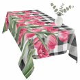 thumbnail image 2 of Pink Tulip Flowers Table Cloth Waterproof Tablecloths, Black Buffalo Plaid Spring Floral Plants Tablecloth Dining Table Cover for Kitchen Party Tabletop Outdoor, Rectangle Tablecloth 60x120 Inch, 2 of 9