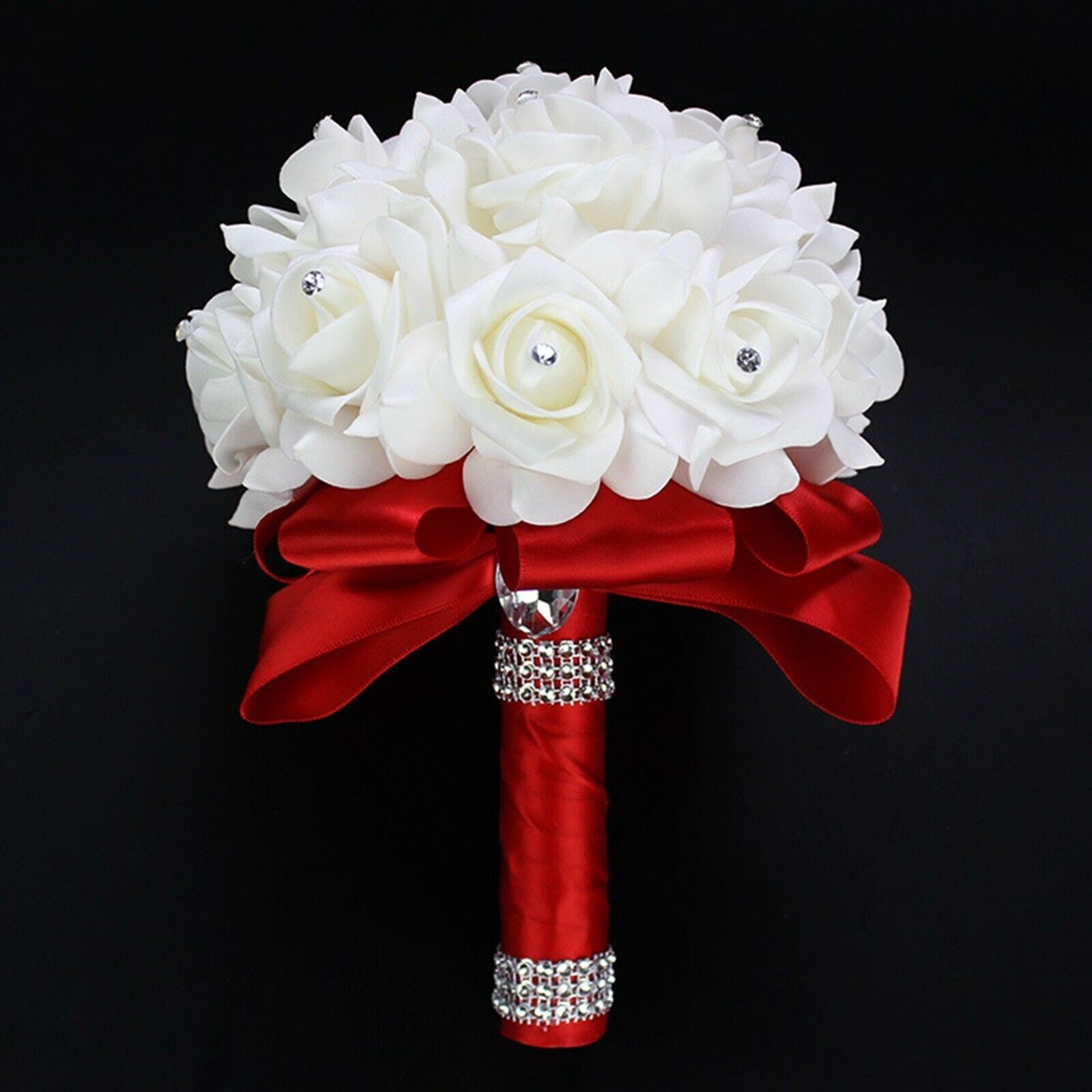 Crystal Flower Rose Bouquet Wedding Bride Bridesmaid Flower-Girl Wand HOT 