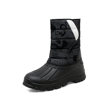 

Daeful Ladies Winter Boot Mid-Calf Warm Shoes Faux Fur Snow Boots Casual Non Slip Cold Weather Black 5.5
