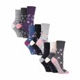 thumbnail image 1 of Gentle Grip - 9 Pairs Ladies Cotton Soft Top Patterned Non Elastic Crew Socks, 1 of 2