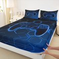thumbnail image 3 of Castle Fairy Video Game 3pcs Twin Sheet Sets for Teens,Gradient Honeycomb Twin Fitted Sheet,Abstract Gamepads Breathable Flat Sheet,Ultra Soft Home Decor, 3 of 7