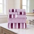 thumbnail image 3 of 8 Piece Bath Towel Set, Super Absorbent and Quick Dry Velvet Towels with Hanging Loop, Soft Stripe Washcloth and Hand Towel Set for Bathroom, Spa, Guest, Blue, 3 of 8