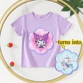 thumbnail image 3 of Girls Flip Sequin Short Sleeve T-Shirt, Reversible Sparkly Cartoon Graphic Crew Neck Cotton Tee, Summer Casual Tops for Little & Big Girls, 3 of 11
