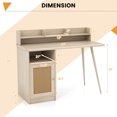 thumbnail image 4 of Costway 48" Computer Desk with Hutch Mid Century Workstation PE Rattan Cabinet White Oak, 4 of 10