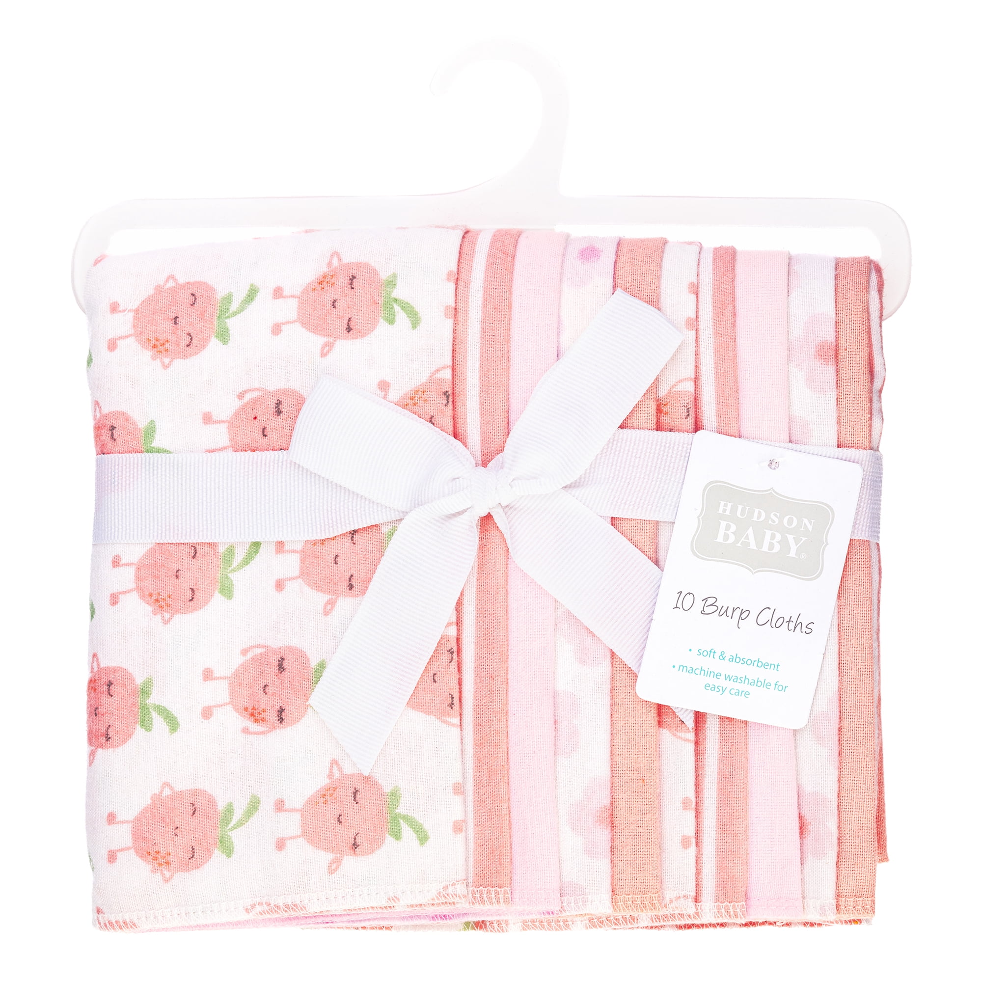 Hudson Baby Unisex Baby Cotton Poly Flannel Burp Cloths, Happy Strawberries, One Size