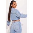 thumbnail image 1 of Chaqueta vaquera rasgada de manga larga para mujer, abrigo Vintage con bolsillos de parche, Tops elegantes, ropa de abrigo femenina con dobladillo deshilachado, 1 of 5