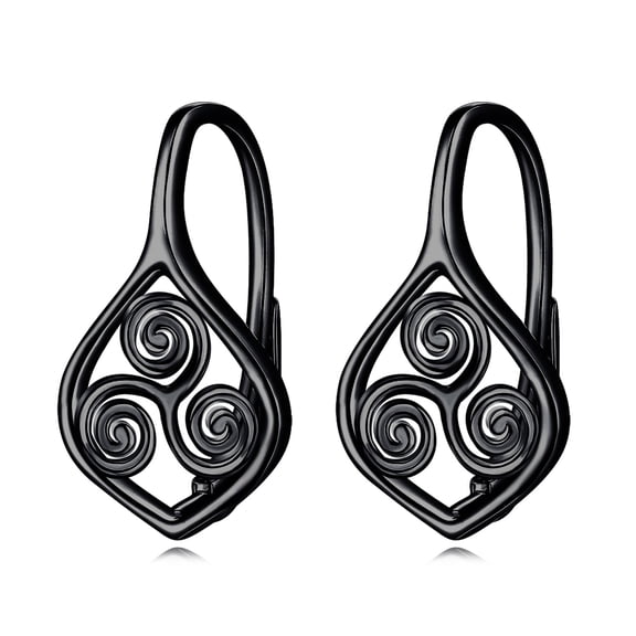 Celtic Leverback Earrings 925 Sterling Silver Black Leverback Earrings Celtic Knot Jewelry for Women