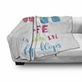 thumbnail image 3 of Summer Soft Flannel Fleece Blanket, Life is Better in Flip Flops Message with Polka Dotted and Striped Hanging Slippers, Cozy Plush for Indoor and Outdoor Use, 60" x 80", Multicolor, by Ambesonne, 3 of 6