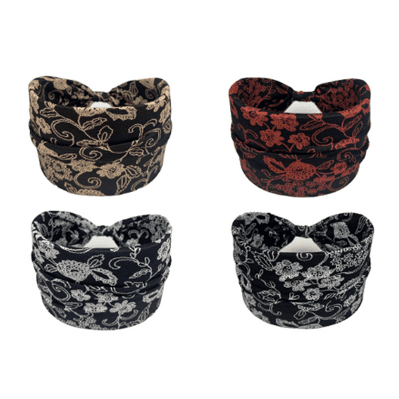 TELOLY 4pcs Sweat Band,Bohemian Style Headbands,Fashionable Prints Head Bands for Women's Hair