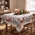 thumbnail image 3 of Sm:)e Snowman House Trees Christmas Tablecloth 60 x 84 Inch Rectangle, Winter Table Cover for Party Picnic Dinner Decor, 3 of 7