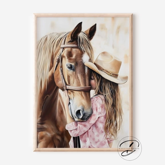 Cowgirl & Horse Nursery Print, Western Girls Room Decor, Rustic Wall Art, Coquette Cowgirl Bedroom Print, Horse Print, Home Decor #68, Unframed Poster Size 8x12