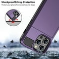thumbnail image 6 of Case Compatible with iPhone 15 Pro Max with Card Holder Dual Layer Shockproof Wallet Phone Case Hidden Card Slot Sliding Protective Hard Back Slim Case for iPhone 15 Pro Max 6.7'' Grey Purple, 6 of 14