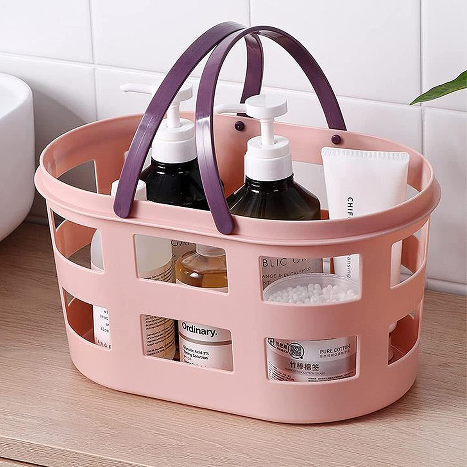 BABYLION1 Rose Gold Bathroom Organizer Shelf [4-pack] – Adhesive Shower  Caddy Baskets with 4 movable Hooks – Rustproof Stainless Steel Storage Rack