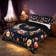 thumbnail image 2 of Homewish Hippie Butterfly Duvet Cover Queen, Flower Moon Stars Queen Bedding, Black Reversible 3-Piece, 1 Duvet Cover and 2 Pillowcases, 2 of 6