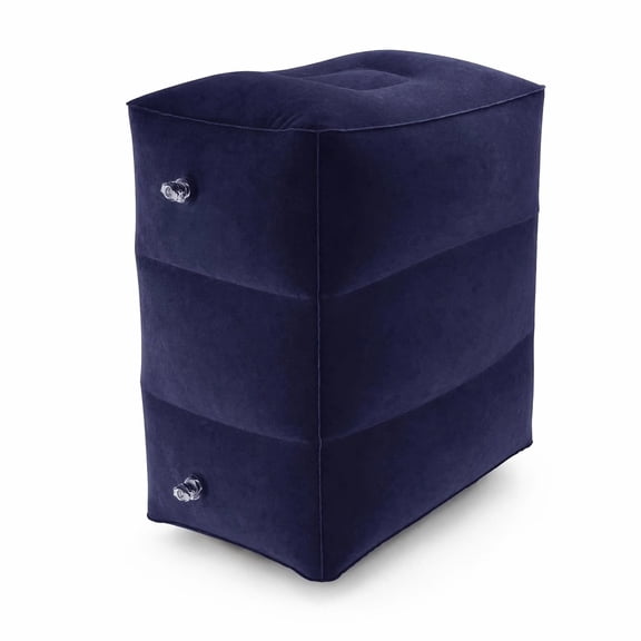 ShundaCat 3-Layer Adjustable Inflatable Travel Footrest, Navy Blue