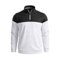 thumbnail image 5 of Men's Casual Pullover Sweatshirt Polyester Solid Patchwork Zipper Standing Collar Long Sleeve Comfort Stretch Fashion | Zenithor,Black L, 5 of 9
