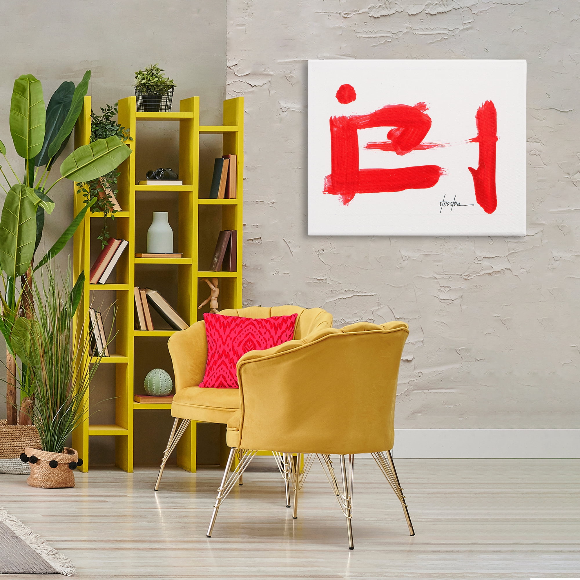 Stupell Industries Abstract Red Symbol Text & Numbers Painting Wrapped Canvas Art Print Wall Art, 40 x 30