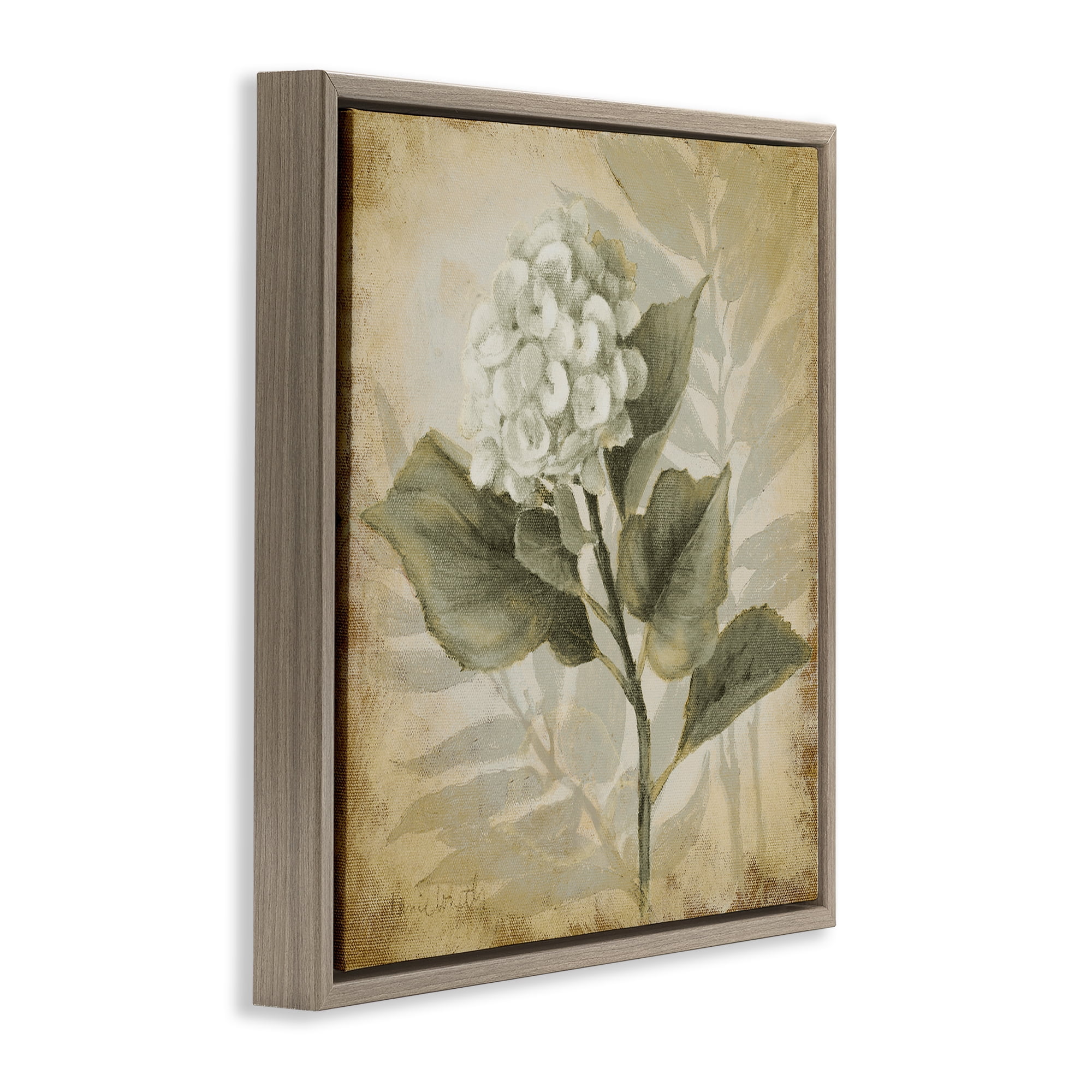 Stupell Industries Aubergine Hydrangea Impression Plants & Flowers Painting Brown Floater Framed Canvas Art Print Wall Art, 18 x 18