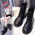 thumbnail image 4 of Women s Combat Boots Lace Up Ankle Leather Boots 38, 4 of 6