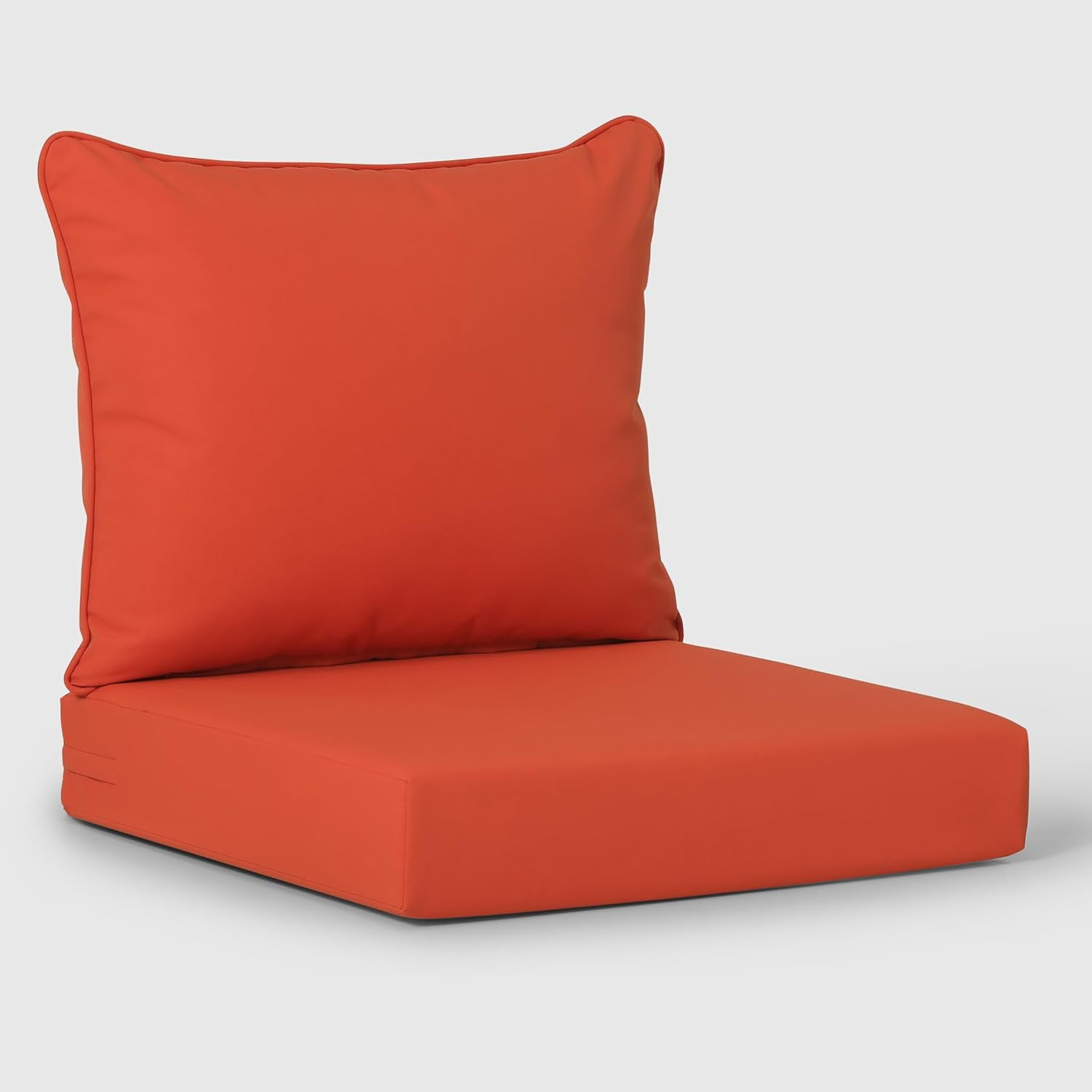ZYPPP Water Resistant Outdoor 2-Piece Deep Set Patio Seat Back Chair Cushions, 25 x 25-Orange
