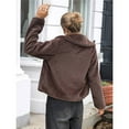 thumbnail image 5 of Cropped Faux Fur Jacket Long Sleeve Open Front Cardigan Casual Parka Short Coat Brown M, 5 of 8
