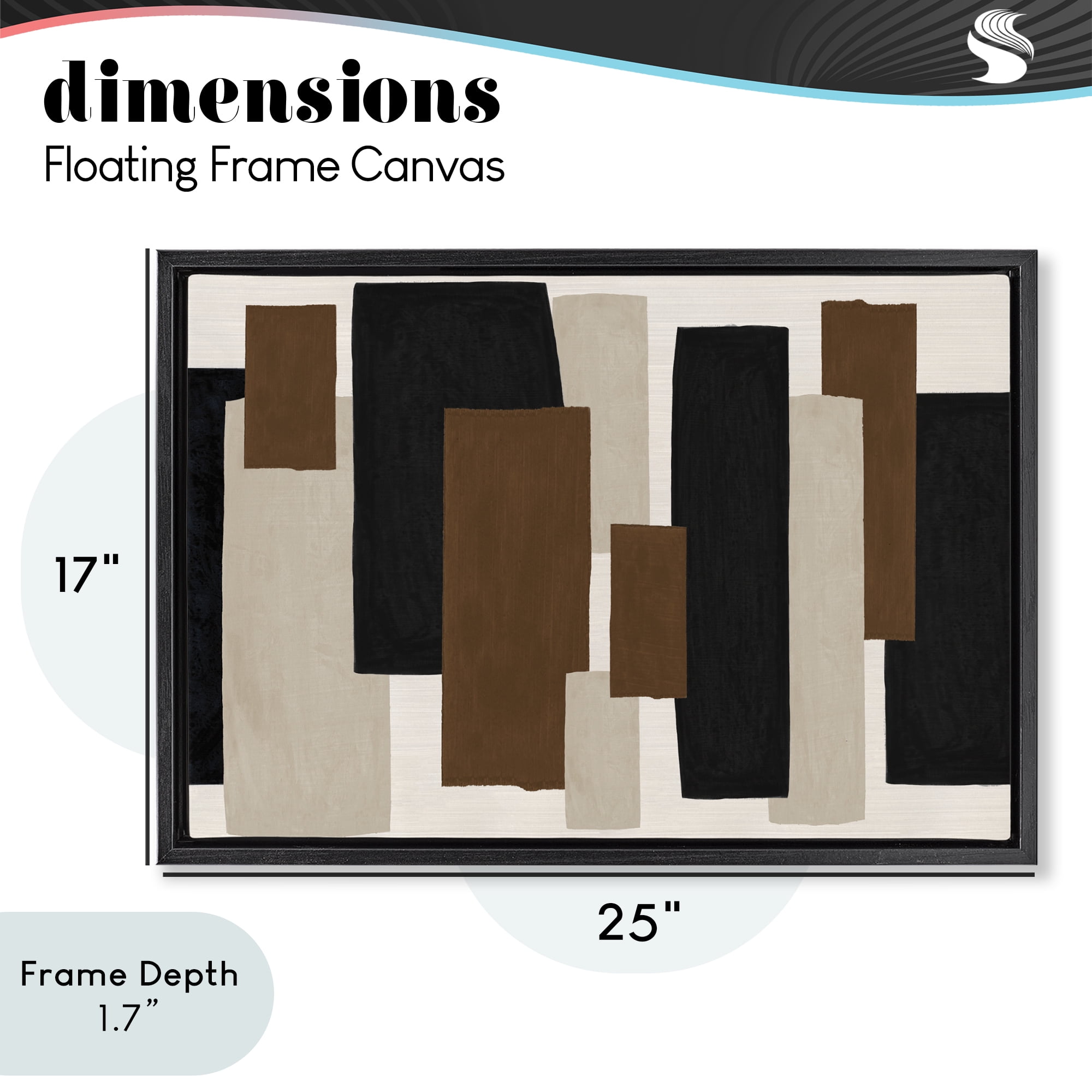 Stupell Industries Minimal Vertical Blocks in Earth Tones Black Framed Floater Canvas Wall Art, design by Janet Tava