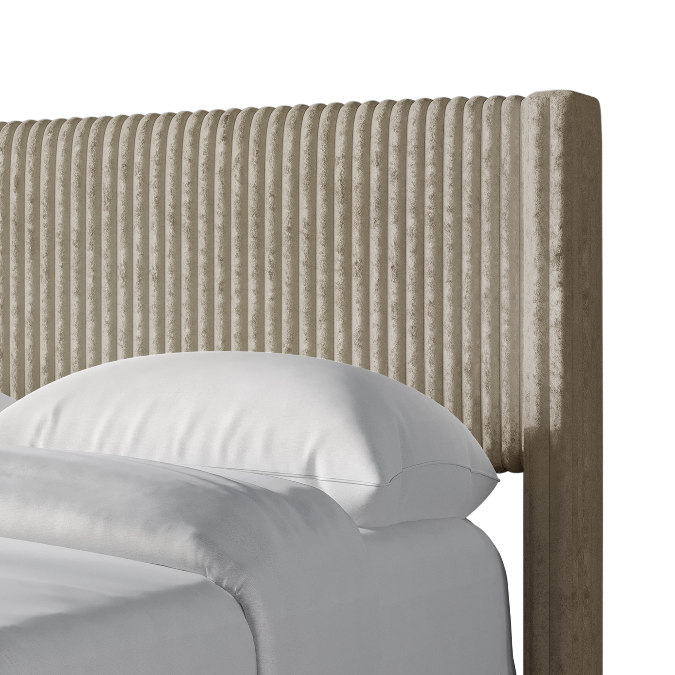 Castle Place Modern Wingback Corduroy Velvet Upholstered Twin Platform Bed, Beige
