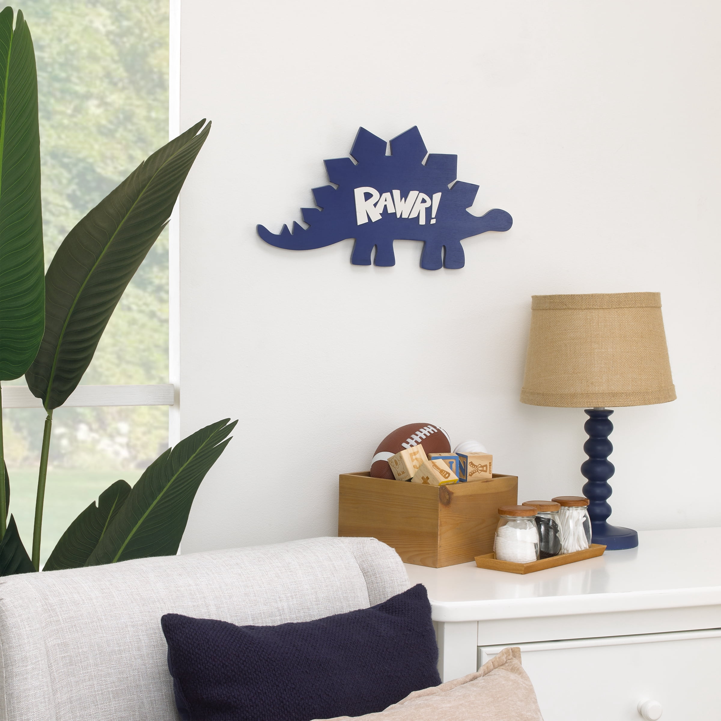 Little Love by NoJo Dinosaur Rawr Blue and White Wood Wall Décor