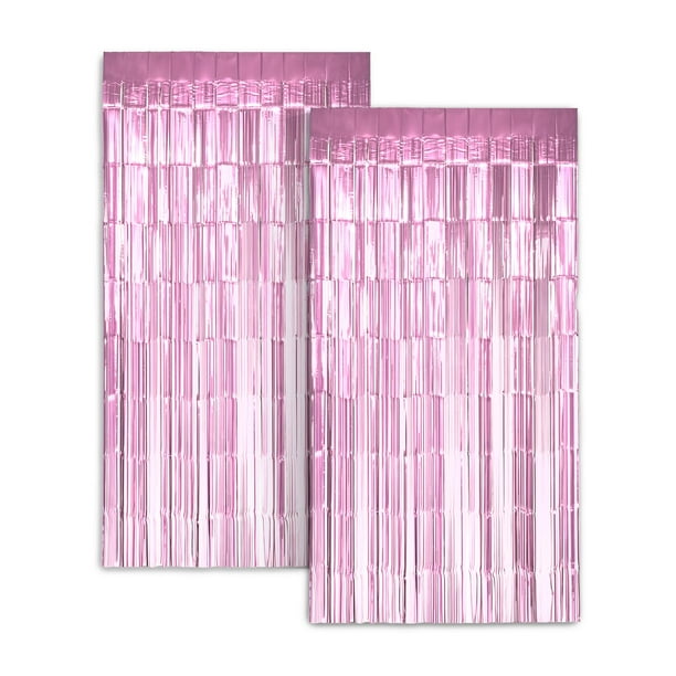 Telón de fondo de cortina de aluminio rosa zincado de 1 x 2 m para decoración de fiestas