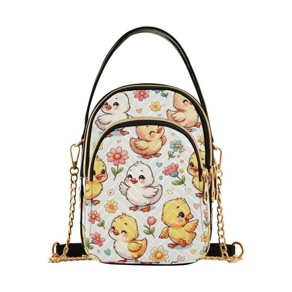 joogoo Women Cute Duck and Floral Chain Crossbody Bags Shoulder Handbag Phone Purse