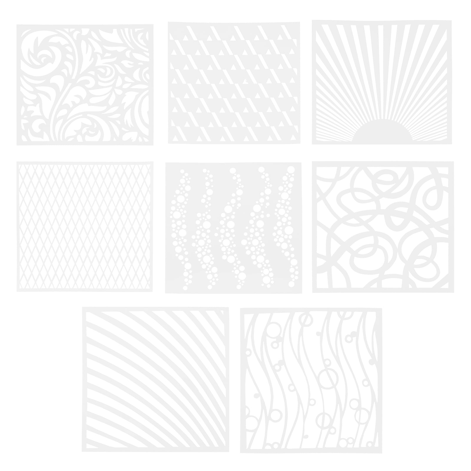 8Pcs Stencils Plastic Painting Stencils Handicraft Drawing Template