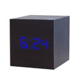 thumbnail image 1 of Flmtop Wooden Square Digital LED USB Desk Alarm Clock Table Voice Control Decoration, 1 of 7