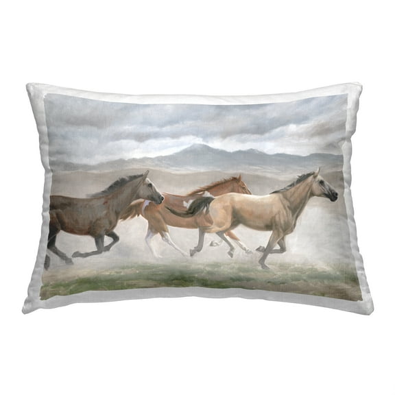 Stupell Industries Horses Trotting Scenery Decorative Printed Throw Pillow, 14 x 20
