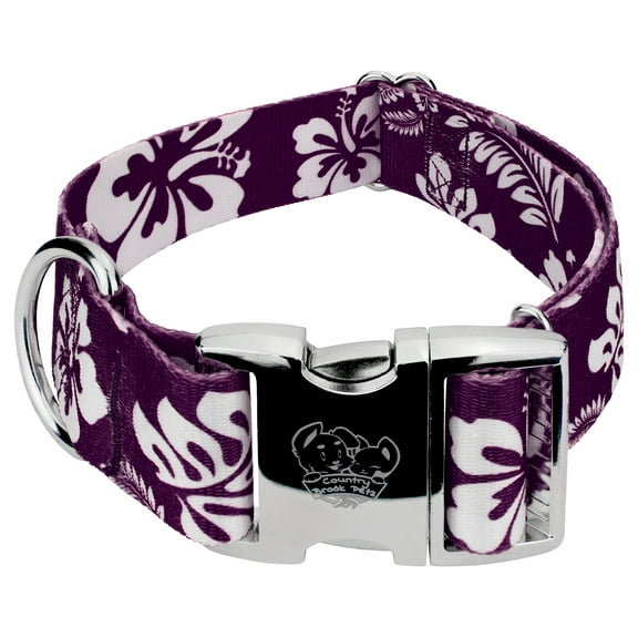 Country Brook Petz® 1 1/2 inch Premium Purple Hawaiian Dog Collar, Large