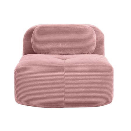 Corner Sofa with Pillows Premium Pink Corduroy Fabric Sectional with Ergonomic Curved Armrests High-Resilience Sponge Seat and Adjustable Backrest for Living Room Comfort