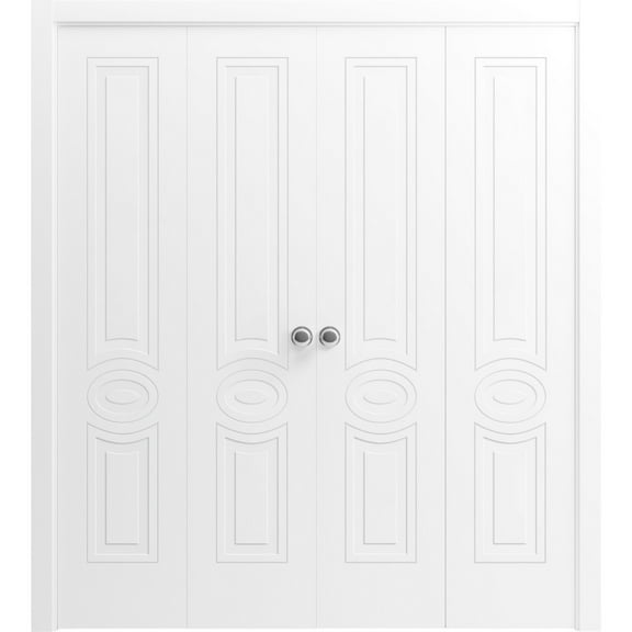 Sliding Closet Double Bi-fold Doors | Mela 7001 White Silk