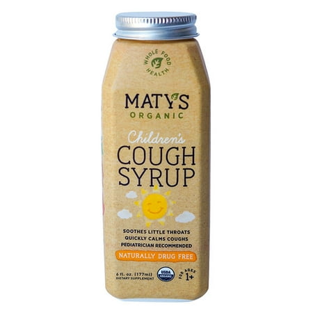 Maty's Organic Children's Cough Syrup, 6 Fluid Ounce, Soothes Throats & Calms Dry Coughs With Organic Honey and Immune Boosting Ingredients, Helps Relieve Common Cold Symptoms, 6 Oz (Best Cough Syrup For Dry Cough For Adults In India)