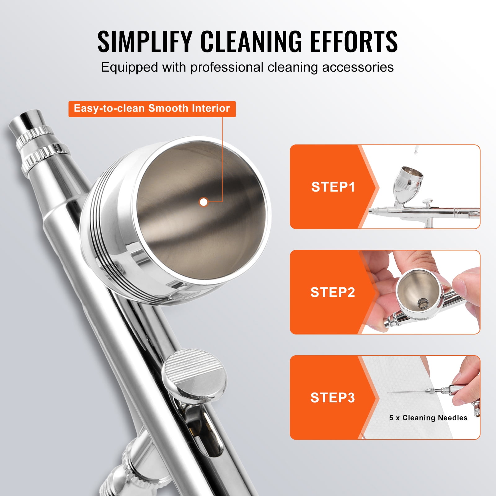 KFFKFF Dual-Action Airbrush, Gravity Feed, Includes 0.3 & 0.5 mm Nozzles, Kit with Copper Cups (2/7/12ml) & Cleaning Tools, Perfect for Model Painting, Dessert Decoration, Cake Design & Nail Art