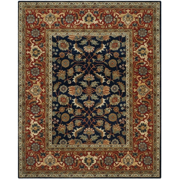 SAFAVIEH Royalty Vianne Oriental Wool Area Rug, Navy/Rust, 2' x 3'
