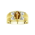 thumbnail image 1 of RYLOS Men's Rings Yellow Gold Plated Silver Rings Classic Designer Style 8X6MM Gemstone & Diamond Ring Tiger Eye November Birthstone Rings For Men,  Size 11, 1 of 7