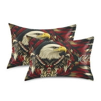 Yayeee Pillowcase Standard Size Set of 2 Satin Wrinkle Resistant Pillow Case, Red Abstract Eagle